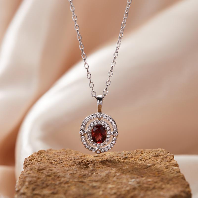 High Sense Light Luxury S925 Sterling Silver Plated 18K Gold Natural Colored Treasure Collarbone Chain Necklace Pendant Niche Jewelry