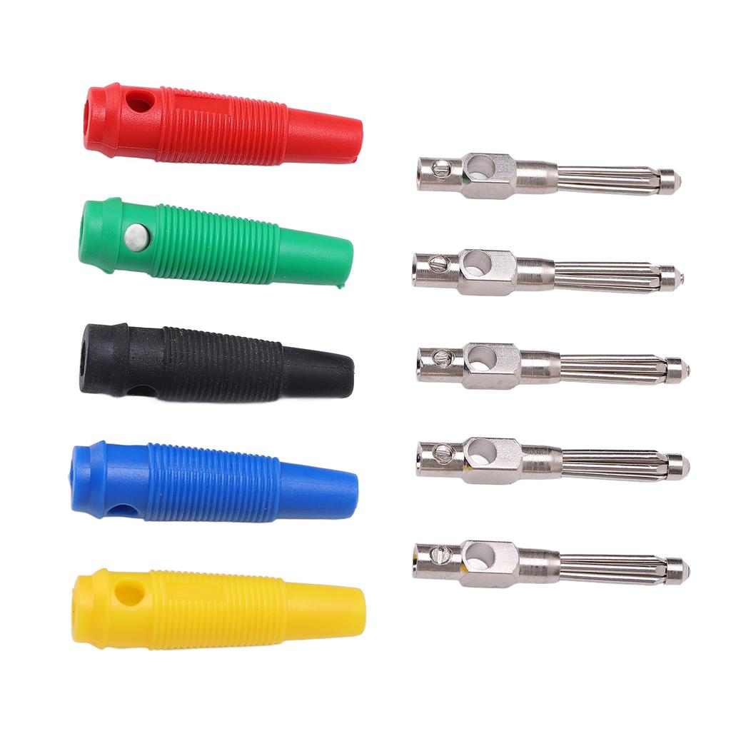 10-pakning 4mm 7-pinners bananplugg 1000V 32A stabelbar bananplugg hannkontakt med myk hylse for lydkabel