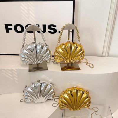 Trendy Mini Crossbody Bag with Shiny Pearl Chain - Embossed Texture, Light Luxury Fashion for Women