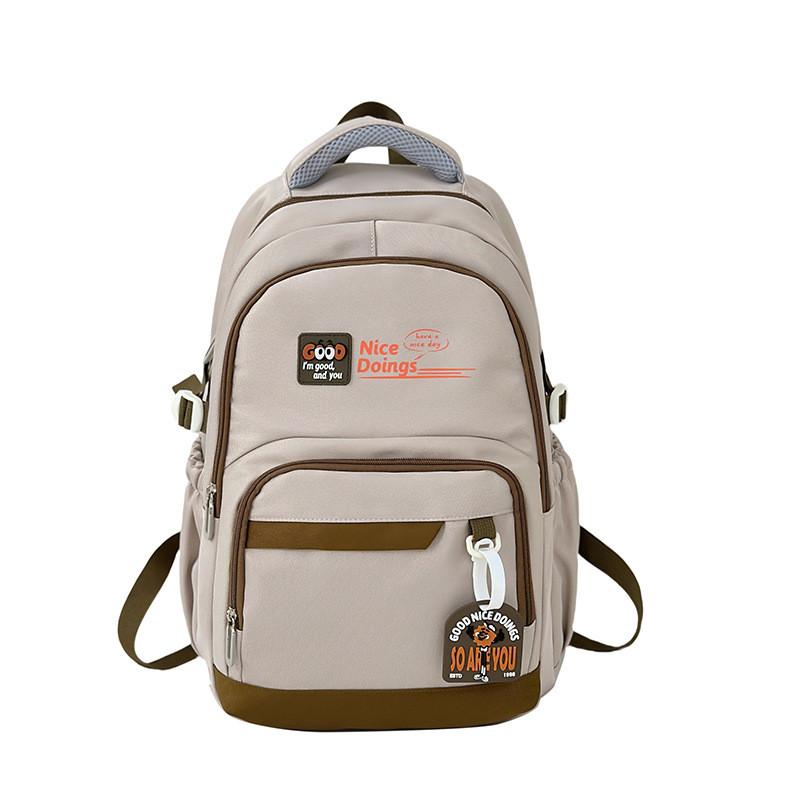 Nylon Large Capacity Dual Shoulder Backpack For College Students With Breathable Cushion Straps