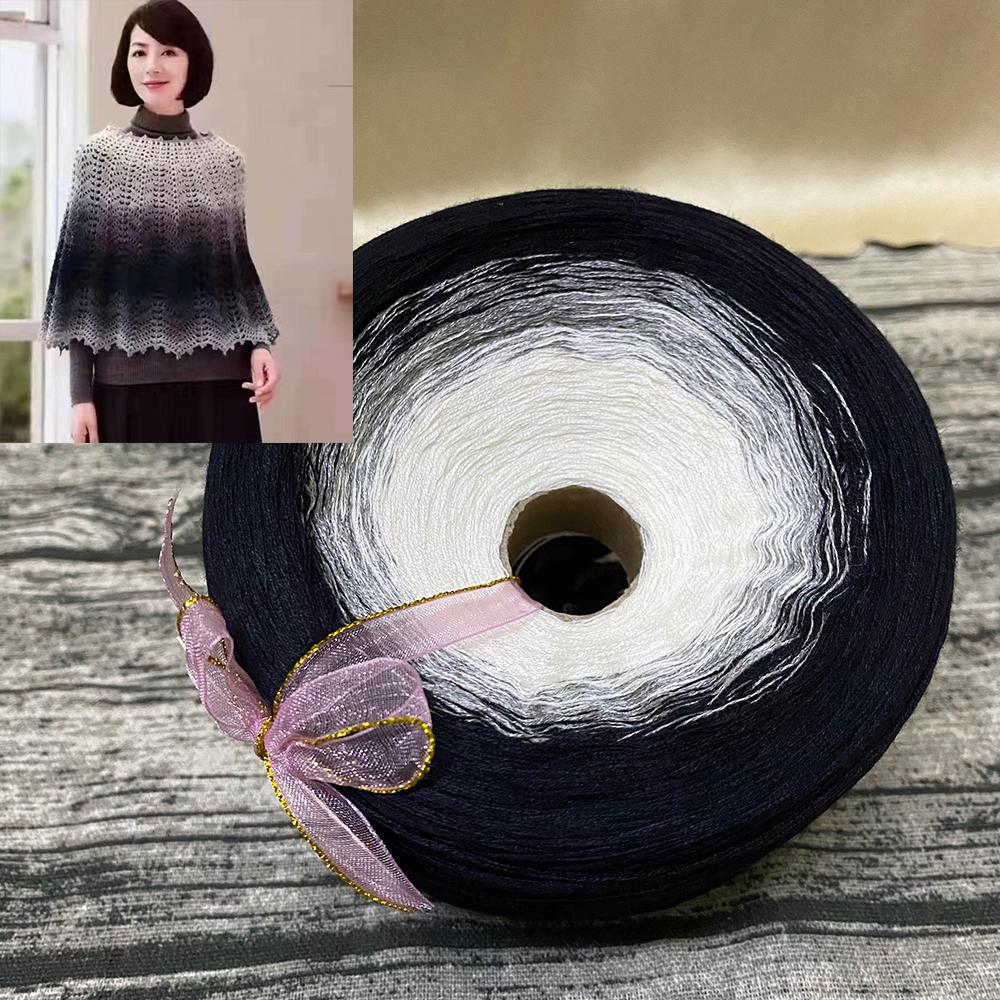 300g Pure Cotton Cake Thread Gradient Long Section Dyed No. 8 Lace Thread for DIY Hand-knitted Shawl Short-sleeved Skirt Blanket