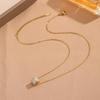 Minimalist Real Gold Necklace: Slim Waist, Diamond Clavicle Chain with Rotating Decompression Feature for Women