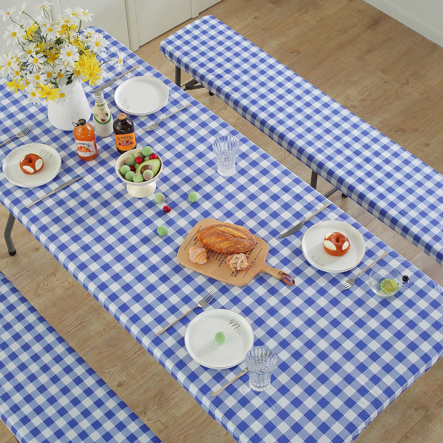 

3PCS Disposable Tablecloth Red Black Checkered Table Cover Christmas Picnic Party Birthday Wedding Waterproof Desk Cloth Table синій