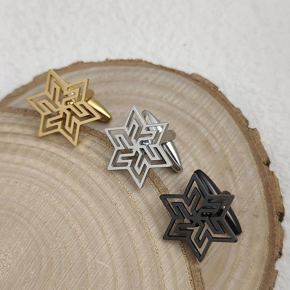 Stainless Steel Cufflinks for mens Hollow Six-pointed Star Cuff Buttons men Gifts Charm Wedding Jewelry Accessories Cuffs Links