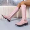 Autumn and winter European and American knee boots large size leather side zipper British style thin boots