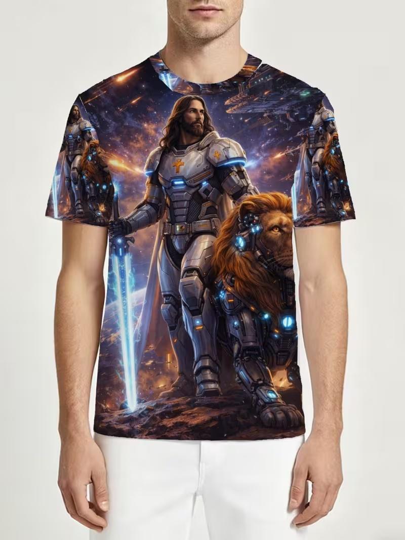 

Men s Retro 3D Graphic Print T-Shirt - Perfect for Daily Wear and Vacation S
