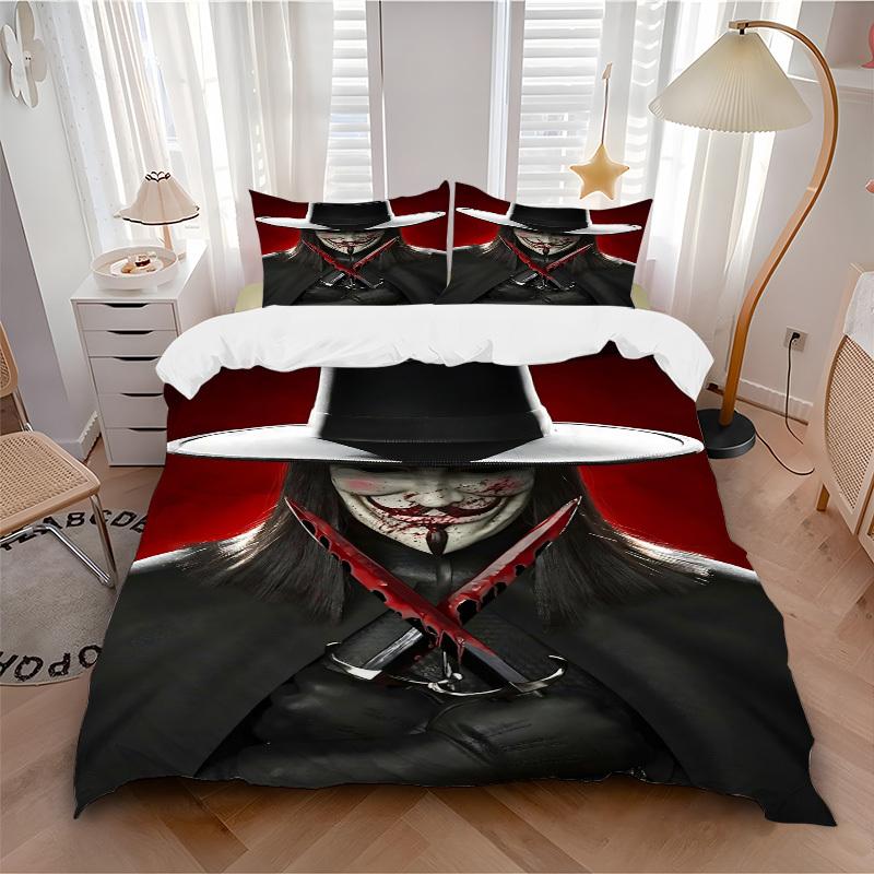 

3pcs V for Vendetta Bedding Set, Soft Polyester Duvet Cover and Pillowcases Machine Washable Seasons all suitable & Guest Room Decor219 135x200cm