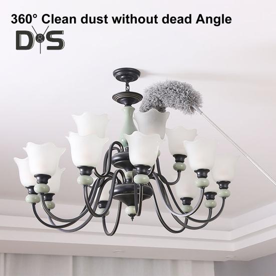 Teleskop-Staubwedel mit einziehbarem Griff, ausziehbarer Staubwedel, Staubentfernungsset mit Mehrkopf-Ersatz