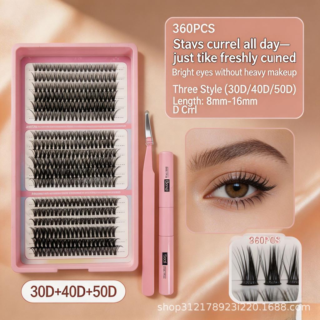 False Eyelash Set Glue Single Cluster Dense Glue-Free Exaggerated Super Long Whole Large Capacity Eyelash Book