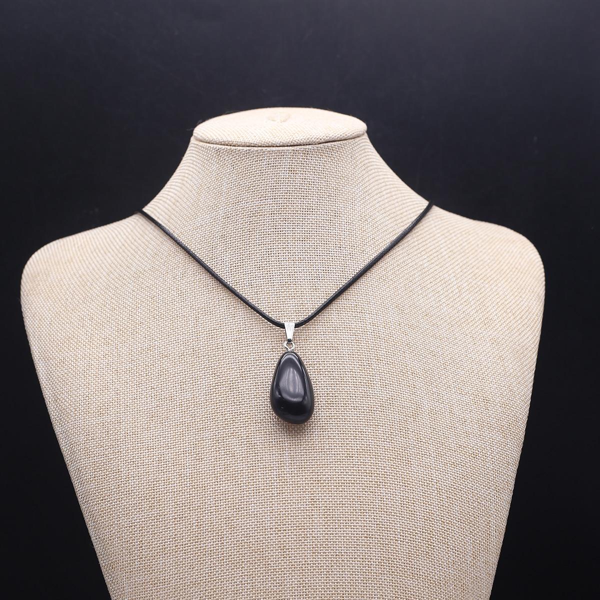 

1 шт. в партии ожерелье из натурального камня, кулон, нерегулярный кристалл, кварц, агат, лазурит, веревочная цепочка, ожерелья для женщин и мужчин, ювелирные изделия, подарки 15 × 25-20 × 30 мм 1Pcs/Black Agate