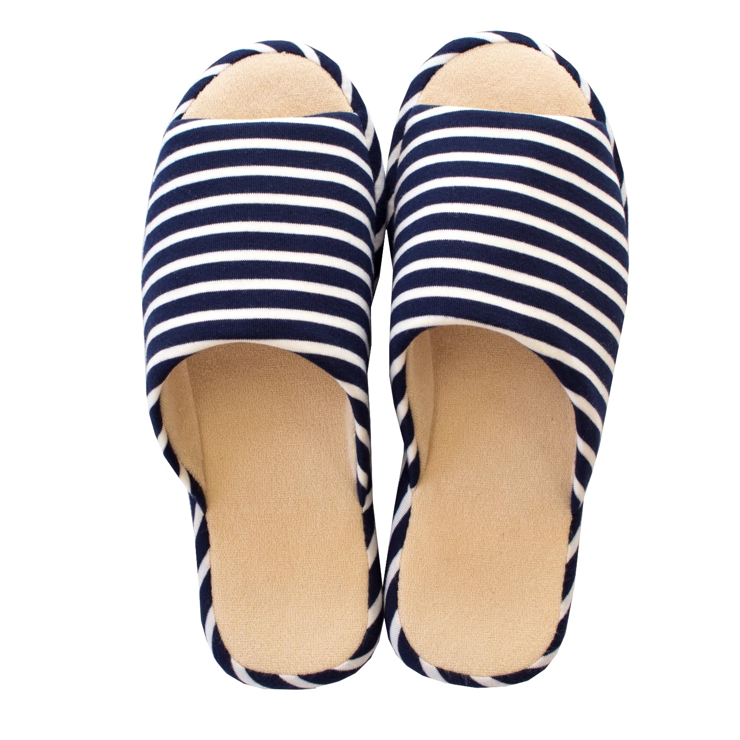 

Slippers Comfort Border Room Shoes Blue cm [Oka] 24.5