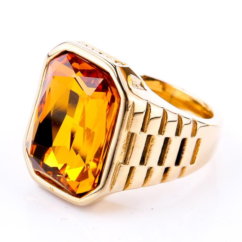 Vintage Men's Square Carnelian Signet Ring In Colorful Stone Statement Black Stainless Steel Ring for Man Wholesale