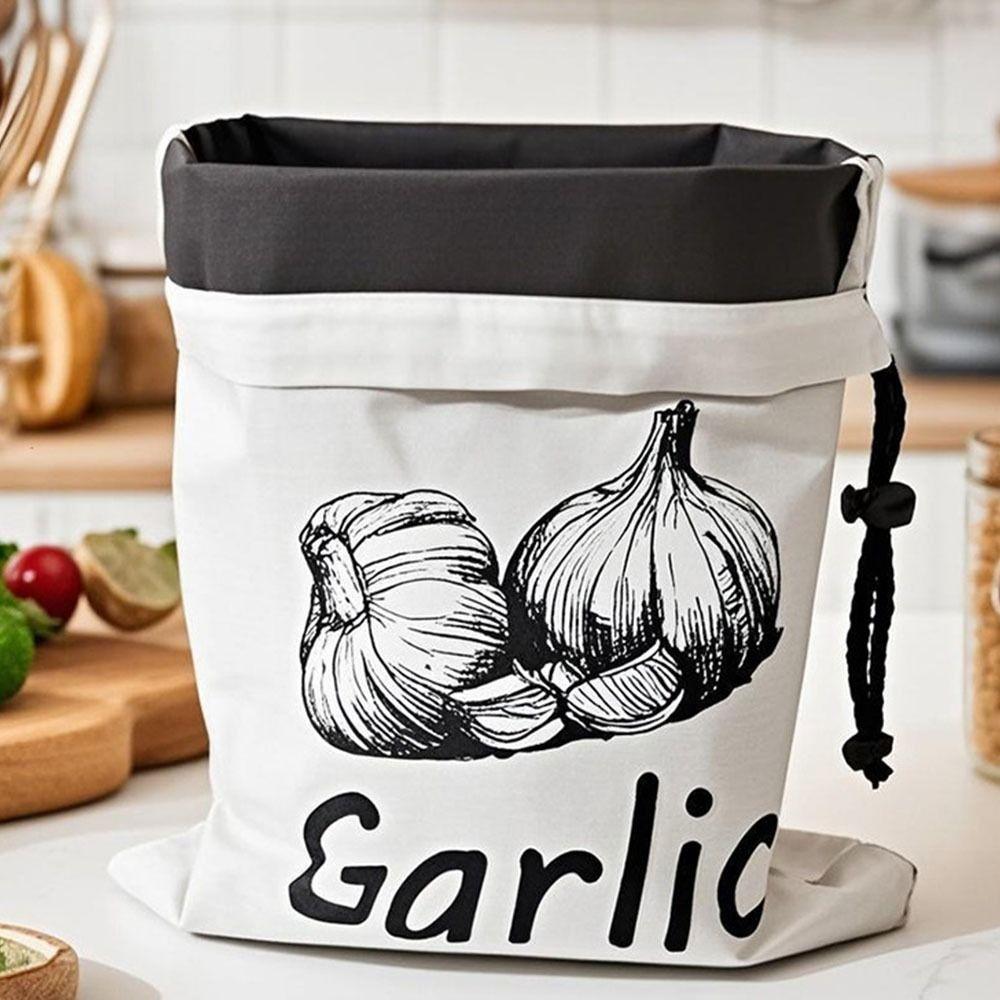 Large Vegetable Storage Bags Reusable Canvas Bag Portable Kitchen Storage Pouch
