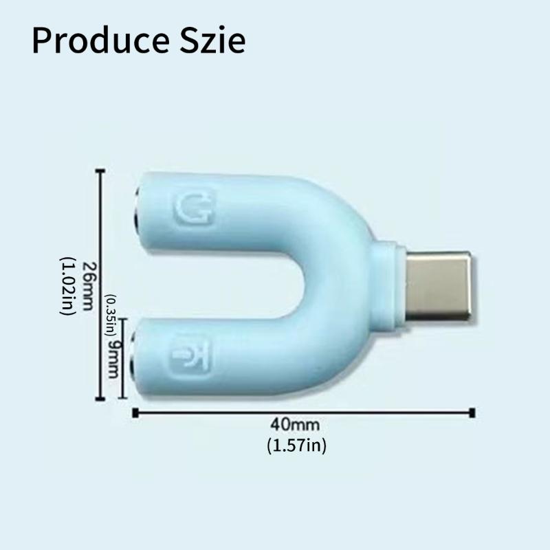 USB C To Double 3.5mm Splitter Adapter Compatible for Type C Phone Devices Enables Two Way Audios Sharing For Movie Night