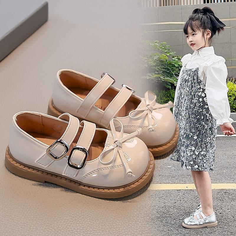 Girls' Princess Shoes Spring and Autumn New Style Baby Girls' Leather Shoes Korean Fashion Princess Shoes British Style Baby Flats