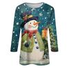 3/4 Sleeve Shirts For Women Print Christmas Tees Blouses Casual Plus Size Basic Tops Pullover