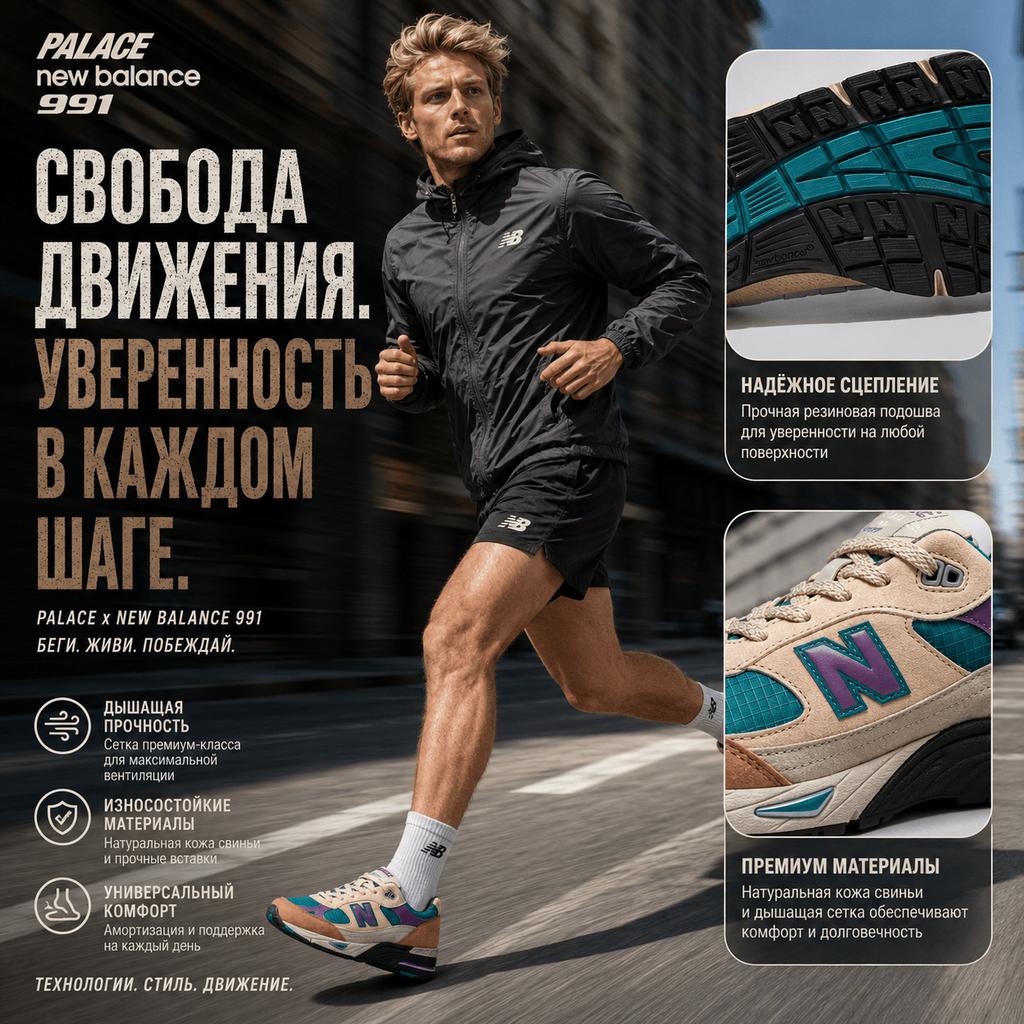 Palace X New Balance 991 Made In England Taos Taupe Grape Men Sneakers Teal Black Grape-Juice M991PAL