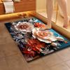 Home Floor Mat With 3D Pattern Non Slip Bath Shower Mat Water Absorbent Mat For Bathroom And Doorway Expandable Flower Rug