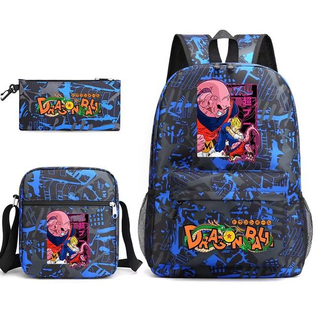 Dragon Ball Z Printed Backpack Set 3-Piece Casual School Bag For Boys And Girls Youth With Pencil Case Shoulder Bag