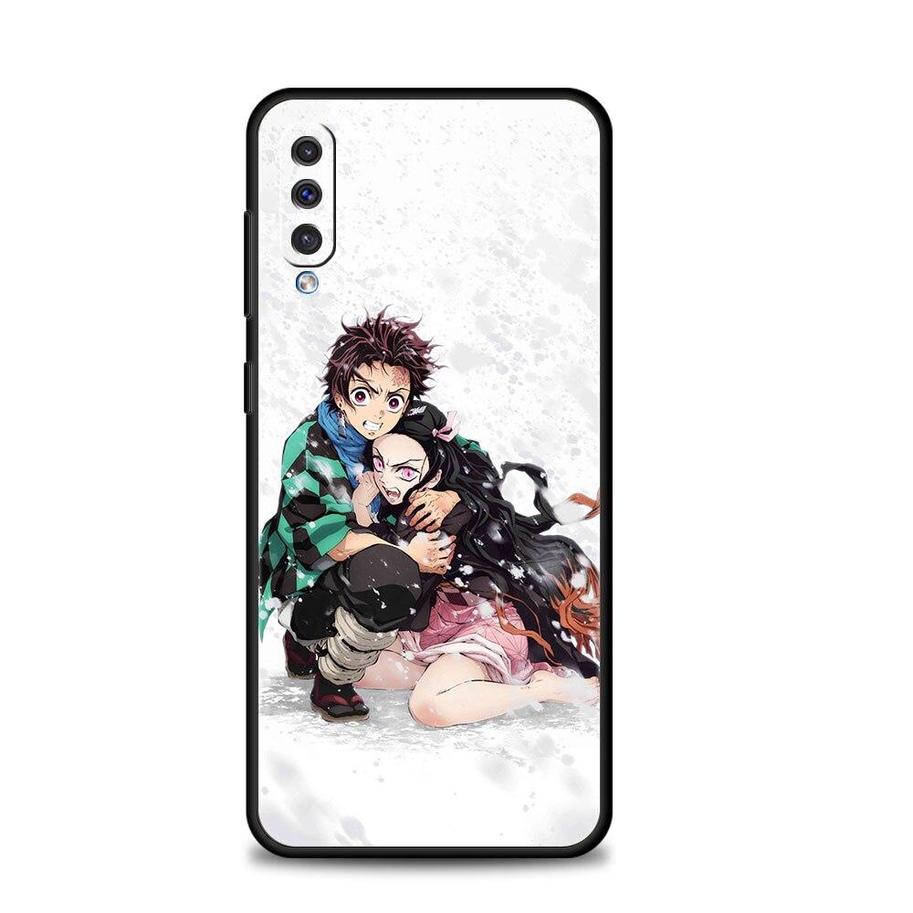 Demon Slayer Kimetsu No Yaiba Coque dla Samsung Galaxy A10s A40 A30 A20e A70 A10 Note 20 Ultra 10 A20s A50 Czarny Telefon komórkowy