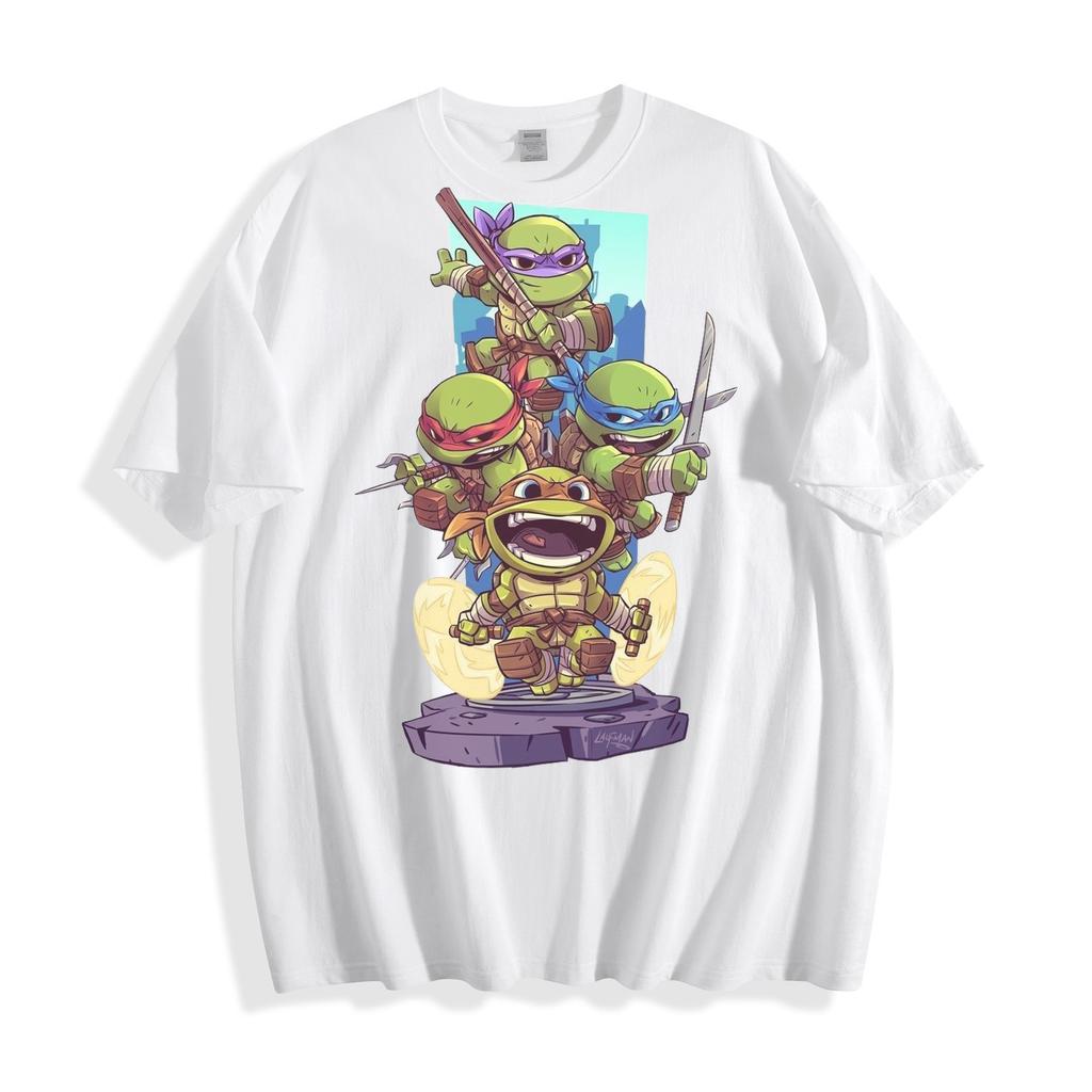 OFFICAL Teenage Mutant Ninja Turtles TMNT Gray Graphic T-Shirt Short Sleeve Tee
