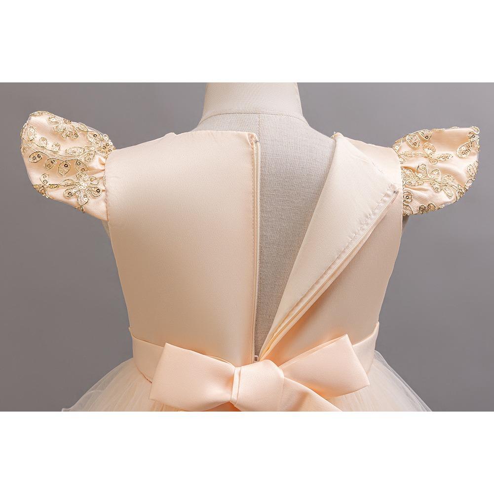 Children's Princess Dresses Gowns Flower Girl Sequins Pom Pom Dresses Walking Show Performance Clothing Girls Lace Dresses  Girl's Favourite Dress