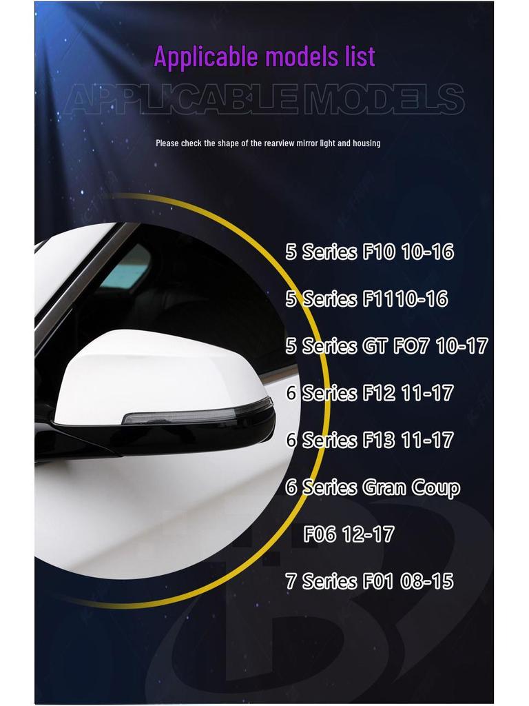 BMW 6 Series (2011-2017) Rearview Mirror Sequential Blue Turn Signal Light Modification