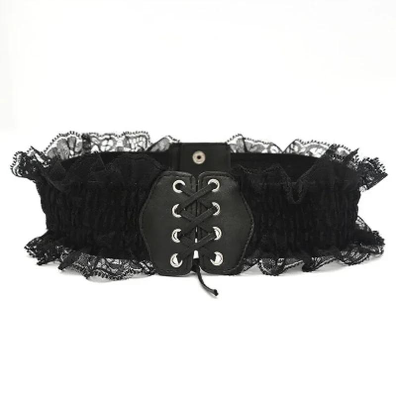 Sweet Versatile Lace Belt for Women's Matching Dress Summer Plastic Waist Elastic Buckle for Women's Lace Strap Waist Cover