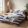 Custom Nautical Blue Duvet Cover Three Bedding Set Personalized Name Birthday Bedding Quilt Cover Christmas Halloween Gift.