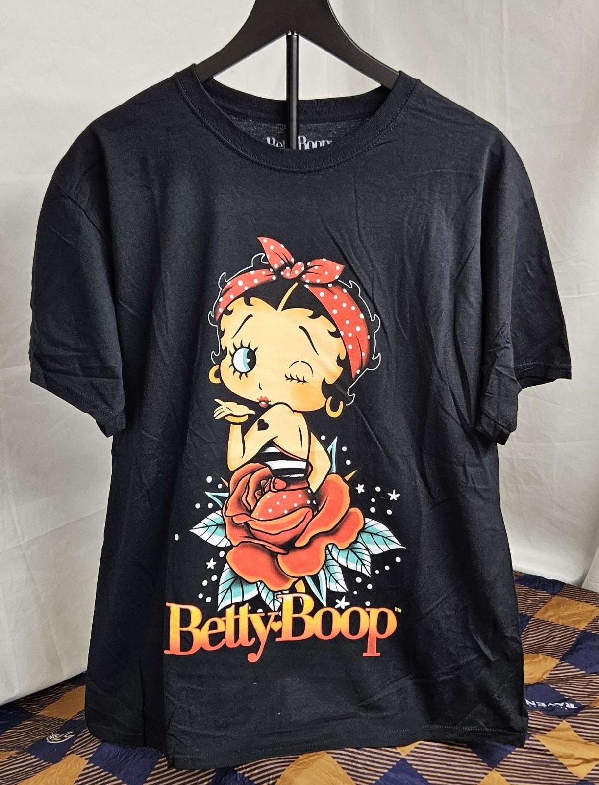 Unisex Betty Boop Size Large Black Unisex T-Shirt XXL