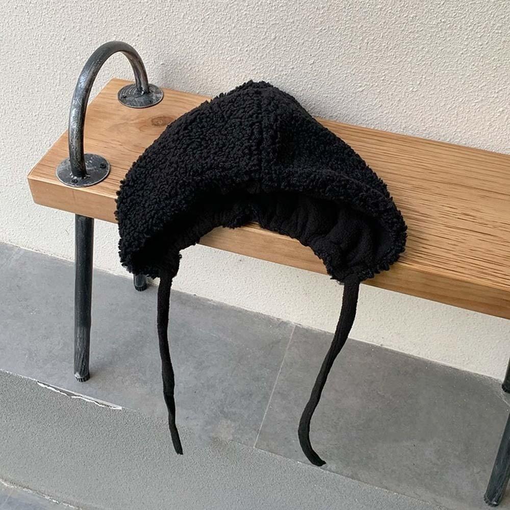 Beanie Lambswool Cap Solid Color Ear Protection Hat Personality Winter Plush Hat  Gifts