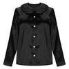 Womens Silk Satin Tops Ruffle Lapel Collar Button Down Shirts Casual Long Sleeve Business Dressy Luxury Clothes