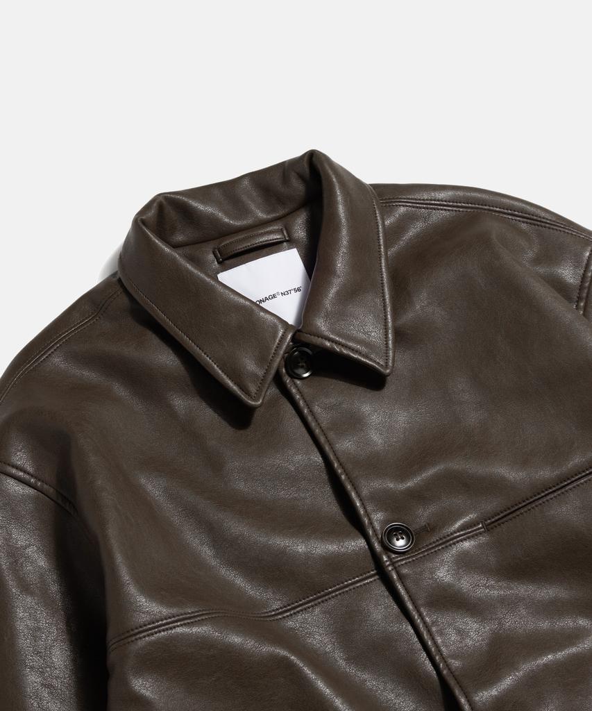 Espionage Car Coat (Faux Leather) Dark Brown