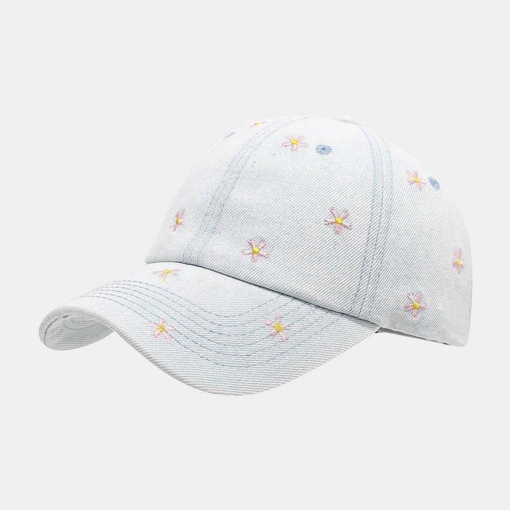 

American Stylish Embroidered Sun Hat With Curved Visor And Adjustable Strap For Leisure And Travel LightBlue