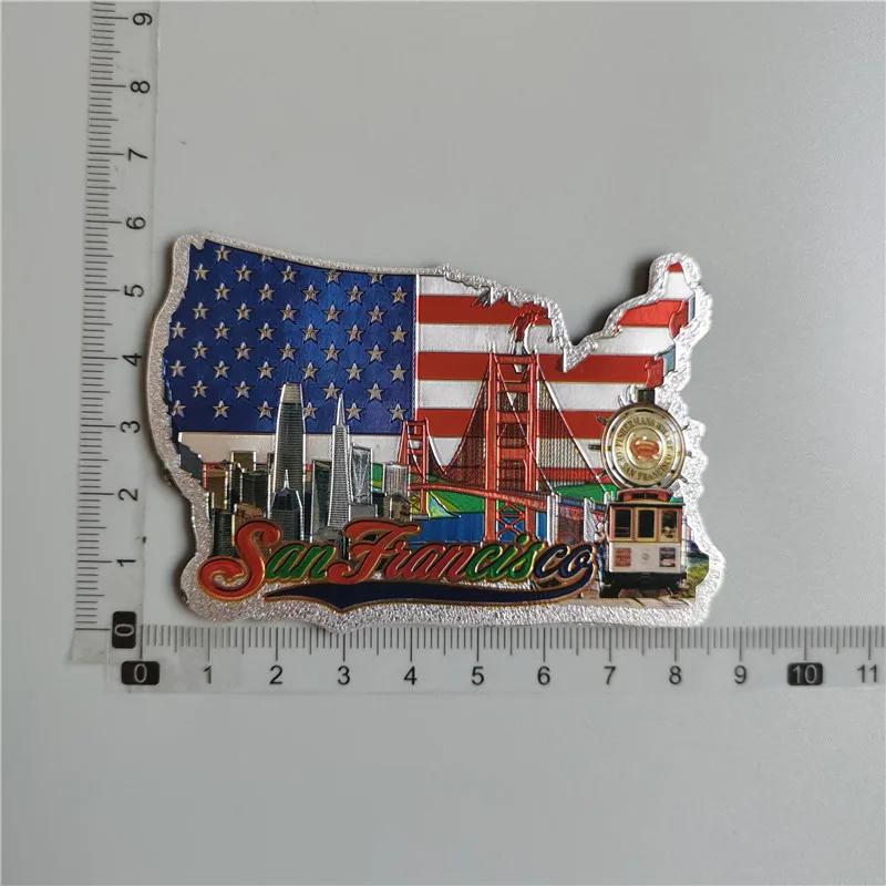 San Francisco Los Angeles Travel Souvenir Fridge Sticker Europe America Fridge Decor World Travel Souvenir Foil Paper Home Decor