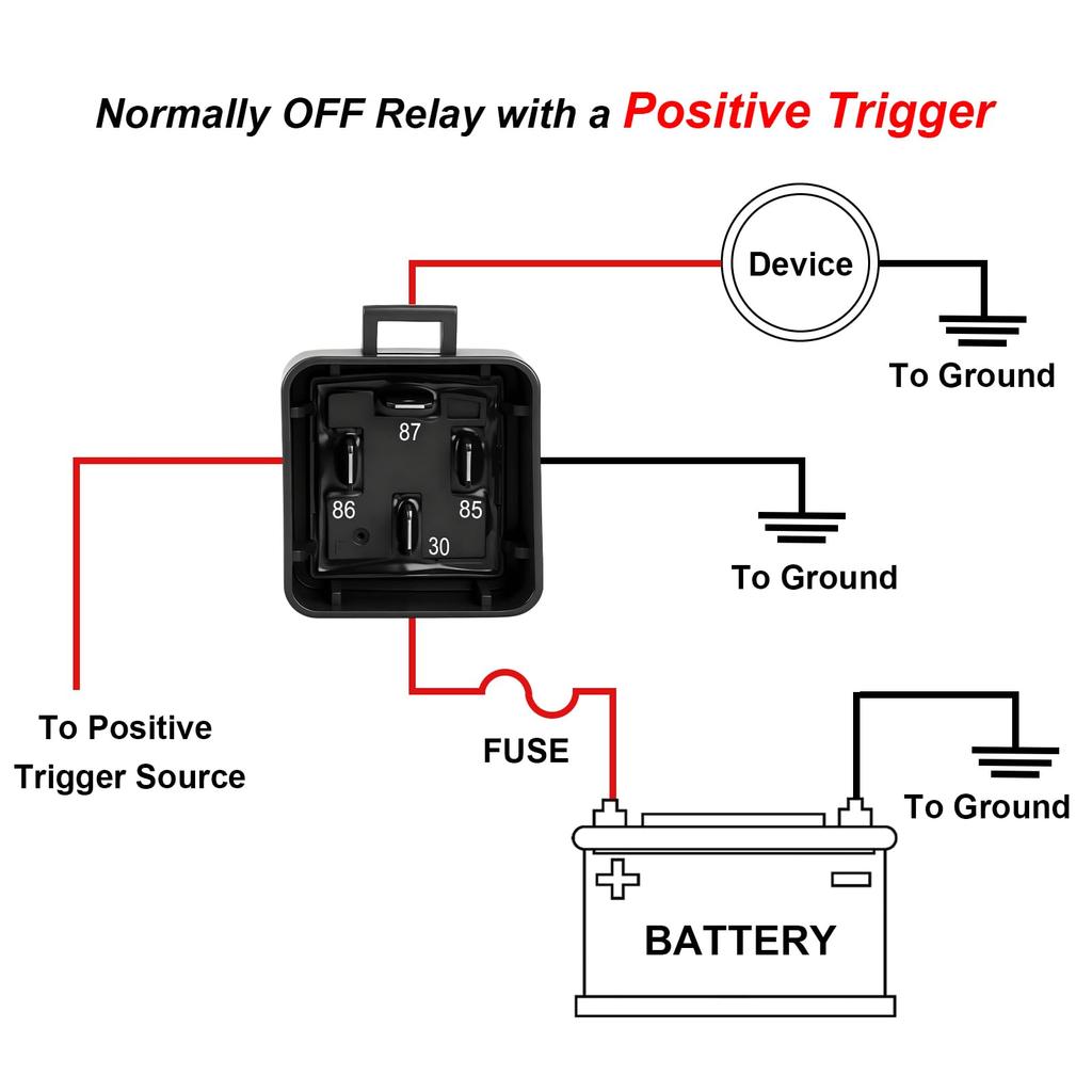 Weasch Waterproof Relay Kit 10 Pack 40A 4 Pin SPST Heavy Duty 14AWG