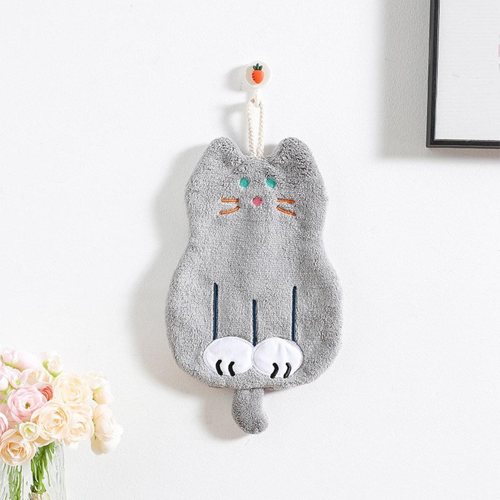 Cute Cat Patterneds Children Hand Towels Microfiber Absorbent Quick Drying Hanging Washcloths