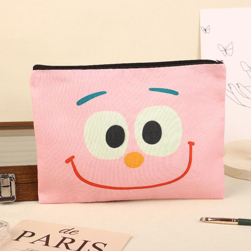 Pink Smiling Cosmetic Bag Creative Clutch Makeup Bag Travel Toiletry Bags Large Capacity Storage Pouch For Girl Gifts