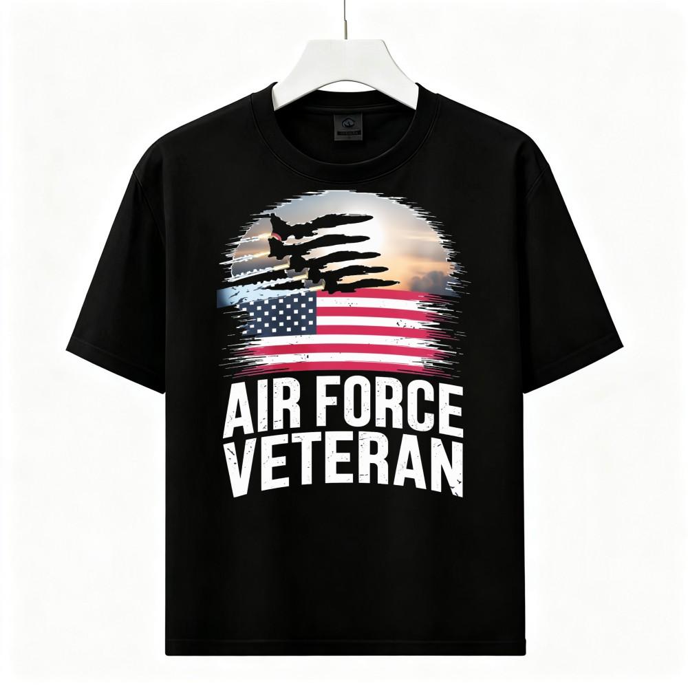 Air Force Veteran Gift TShirt Unisex Flag Jet Patriotic Graphic Daily Wear Tee