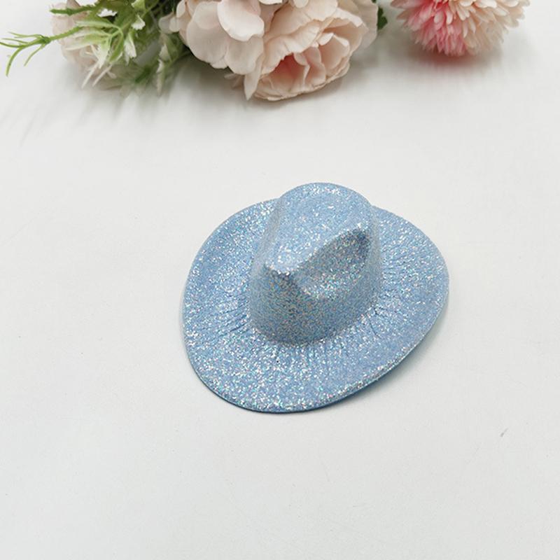 Holographic Neon Glitter Mini Cowboy Hat Western Theme Party Decoration Shiny Prop for Birthday Festival Events