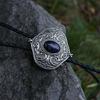 Elegant Black Bolo Tie with Gemstones Pendant Cowboy Necktie Western Tie