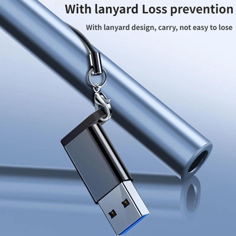 USB C Female To USB3.0 Male Adapter Fast Charging 5Gbps Data Multifunctional USB OTG Converters With AntiLoss Strap