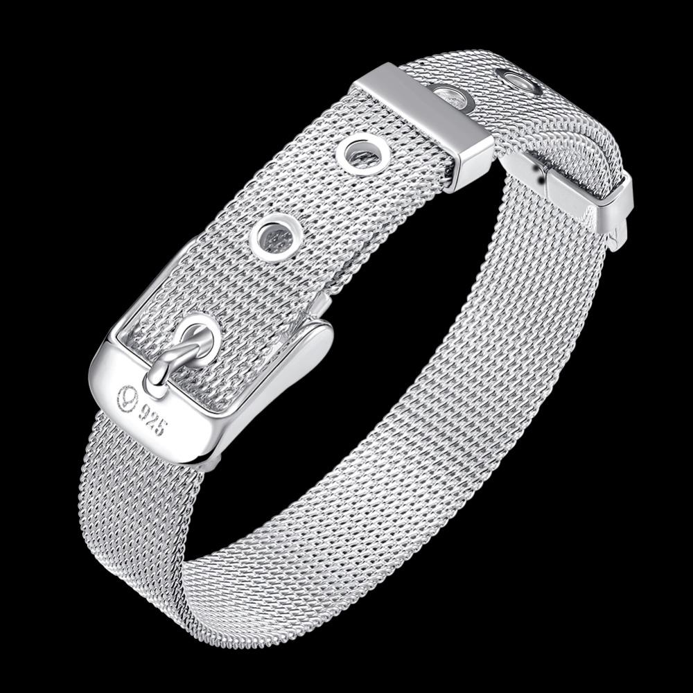 High Quality 925 Silver Strap Wrist Cuff Bracelets For Women Men Trendy Jewelry Bracelet