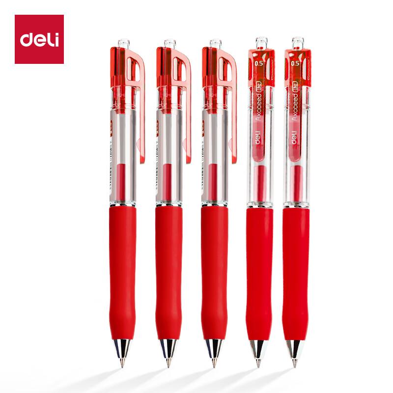 Deli S12 0.5mm Ret retractable Gel Pen красный