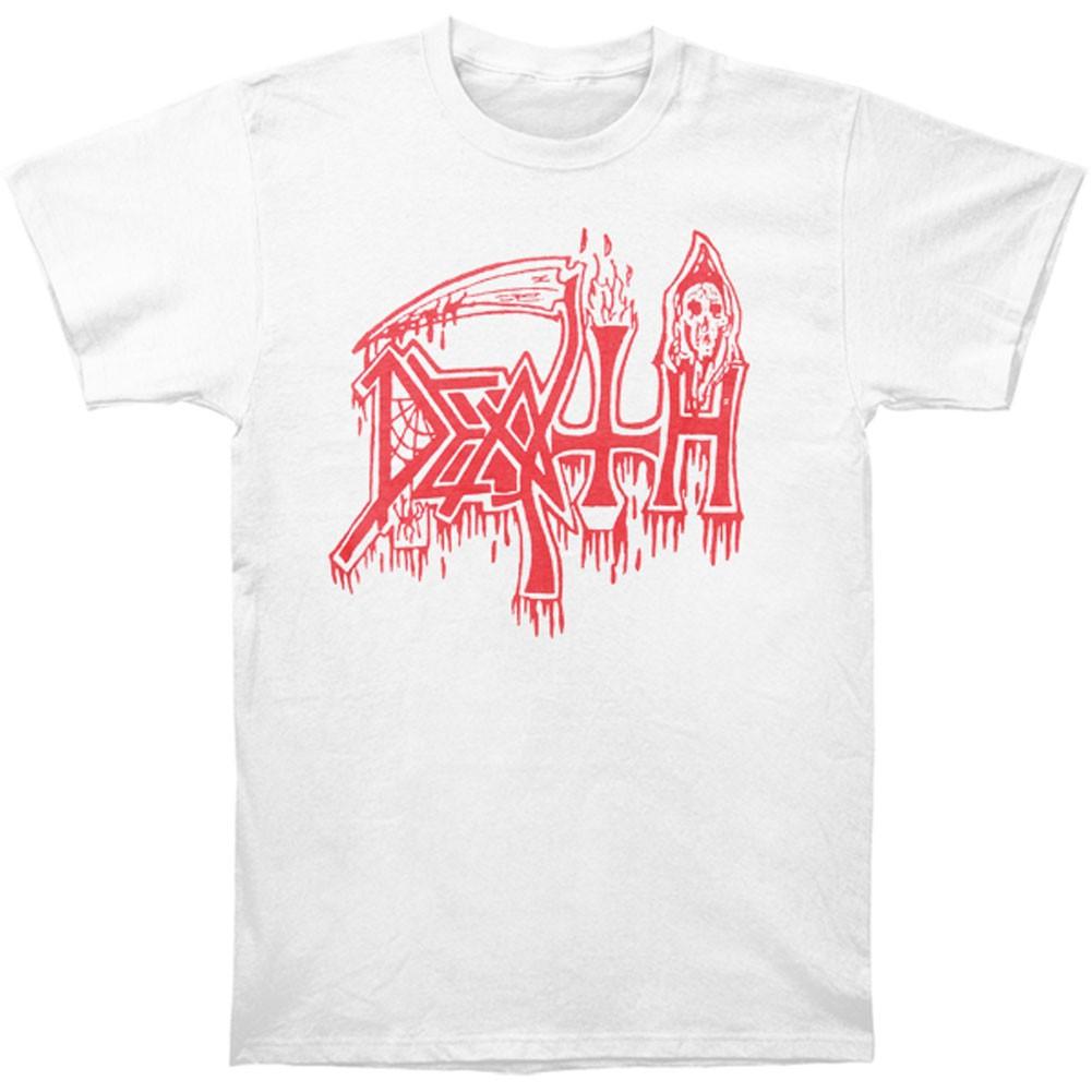 Mens Death Classic Logo (Red on White) T-shirt XXX-Large White S