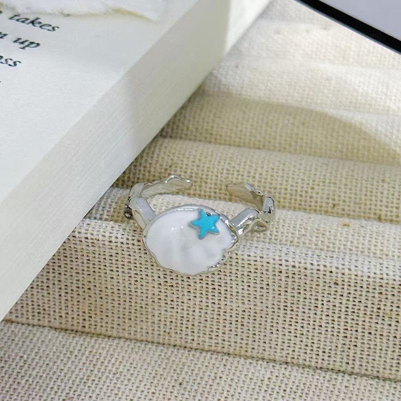 Heller Mond und Sterne~ Mondstein Unregelmäßiger Öffnungsring Damen Nischendesign Fortgeschritten Süß und Cool Stapeln Tragen Zeigefingerring