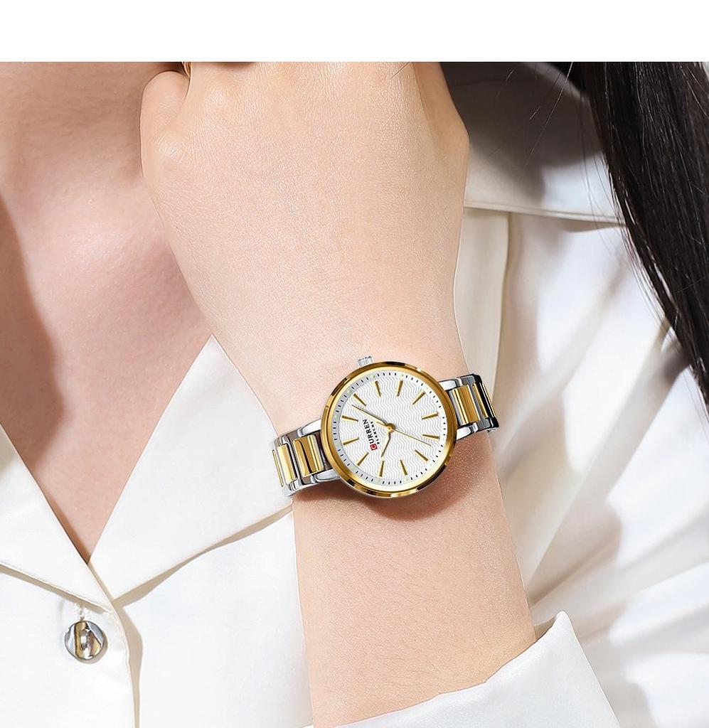 CURREN 9109 Waterproof Women's Quartz Watch with Steel Band - Simple & Casual Design