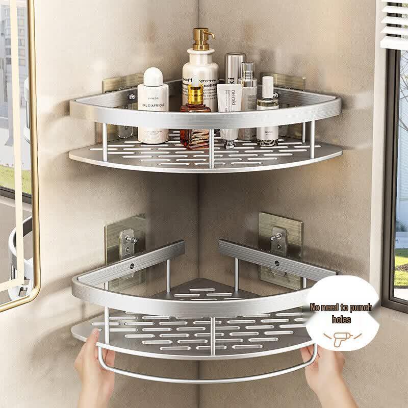 Muya No-Drill Aluminum Bathroom Corner Shelf