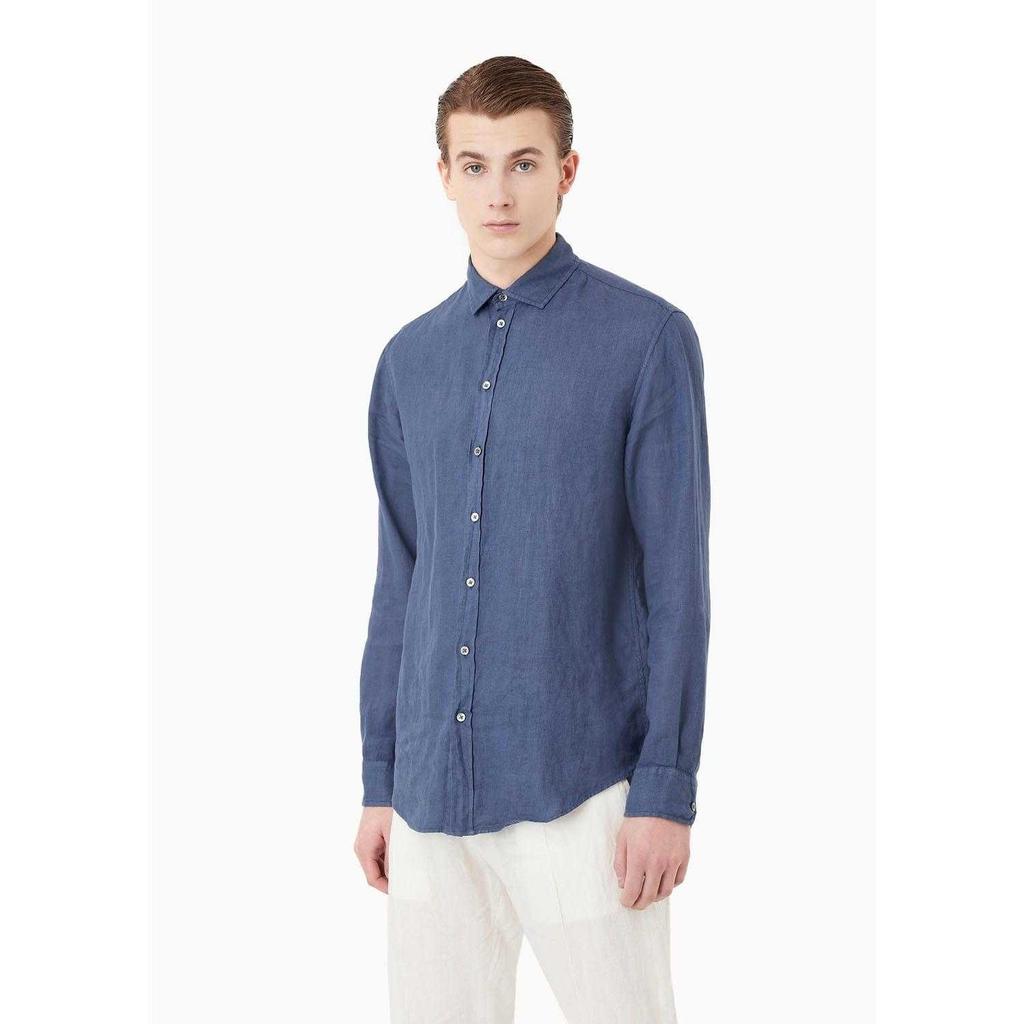Emporio Armani Mens Plain Cotton Shirt
