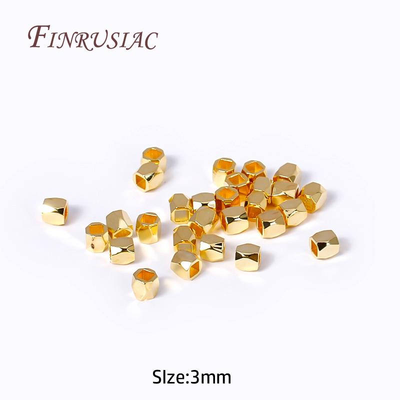 2mm/3mm 18K Gold Plated Metal Spacer Separator Beads Wholesale,Cut Corner Square Spacer Beads For DIY Bracelet Necklace Making